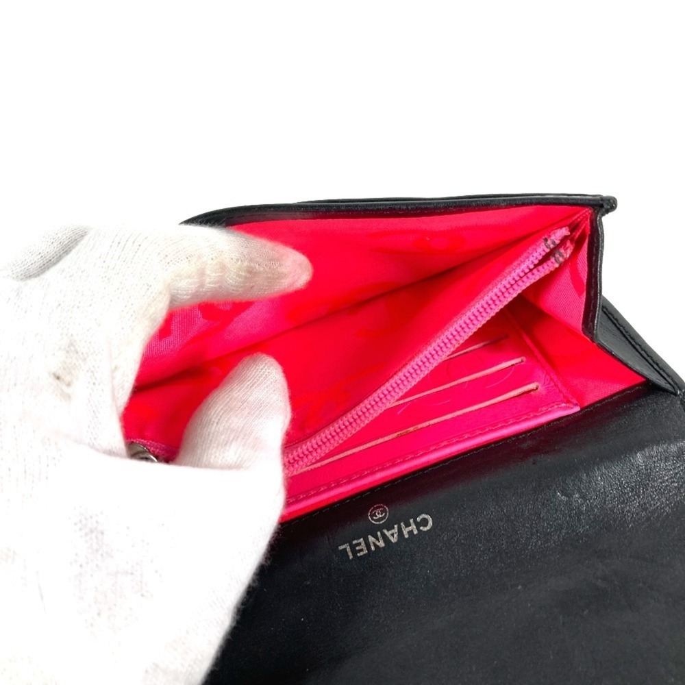 CHANEL Authentic Black Leather Logo Wallet - Picture 9 of 15